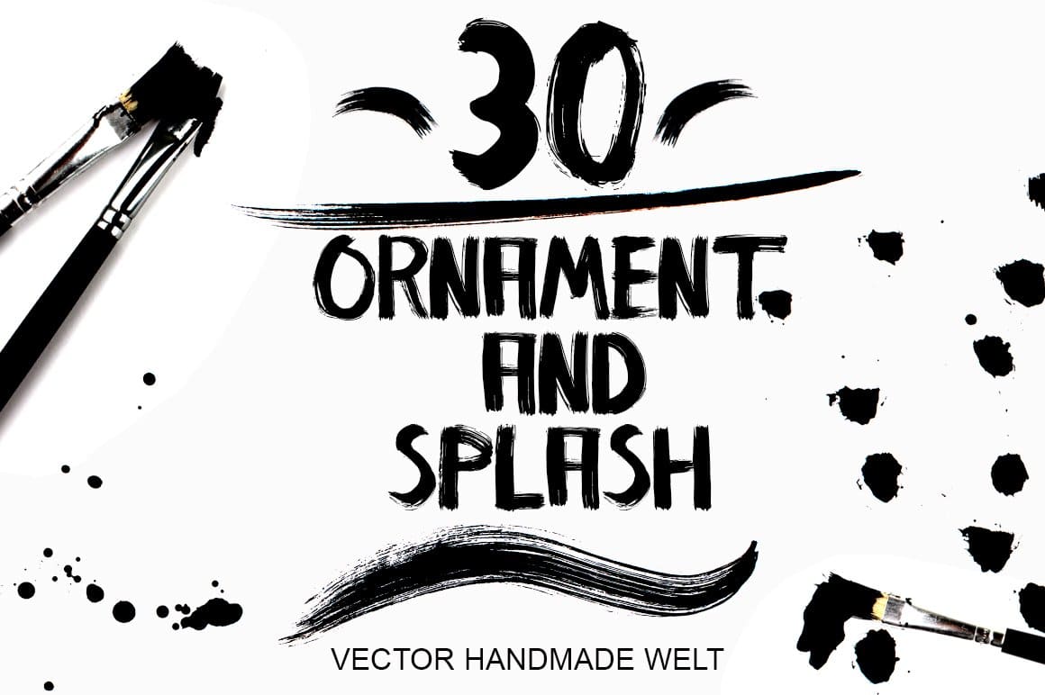 30 ornament and splash vector handmade welt.