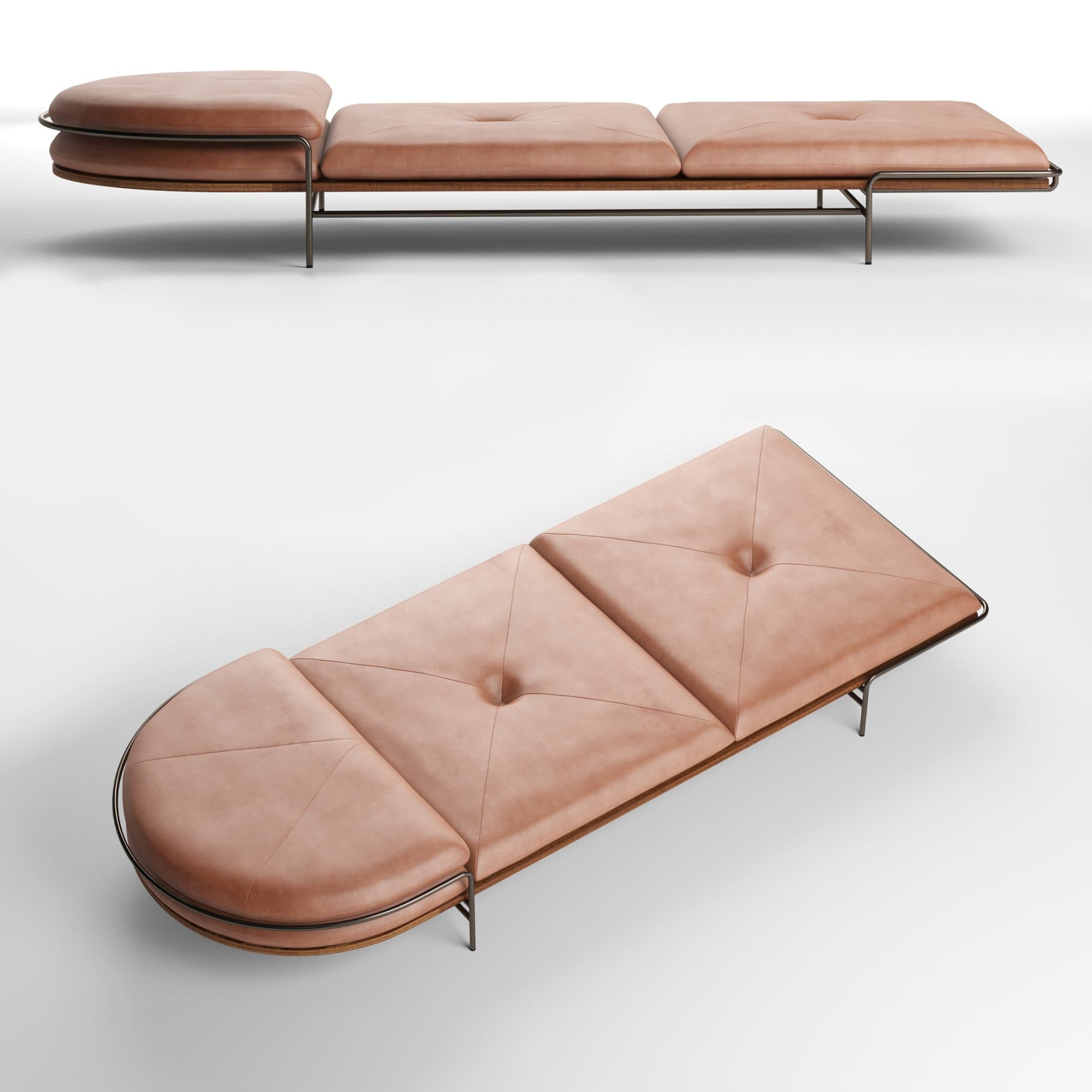 Top and side view Geometric Daybed by Bassam fellows.