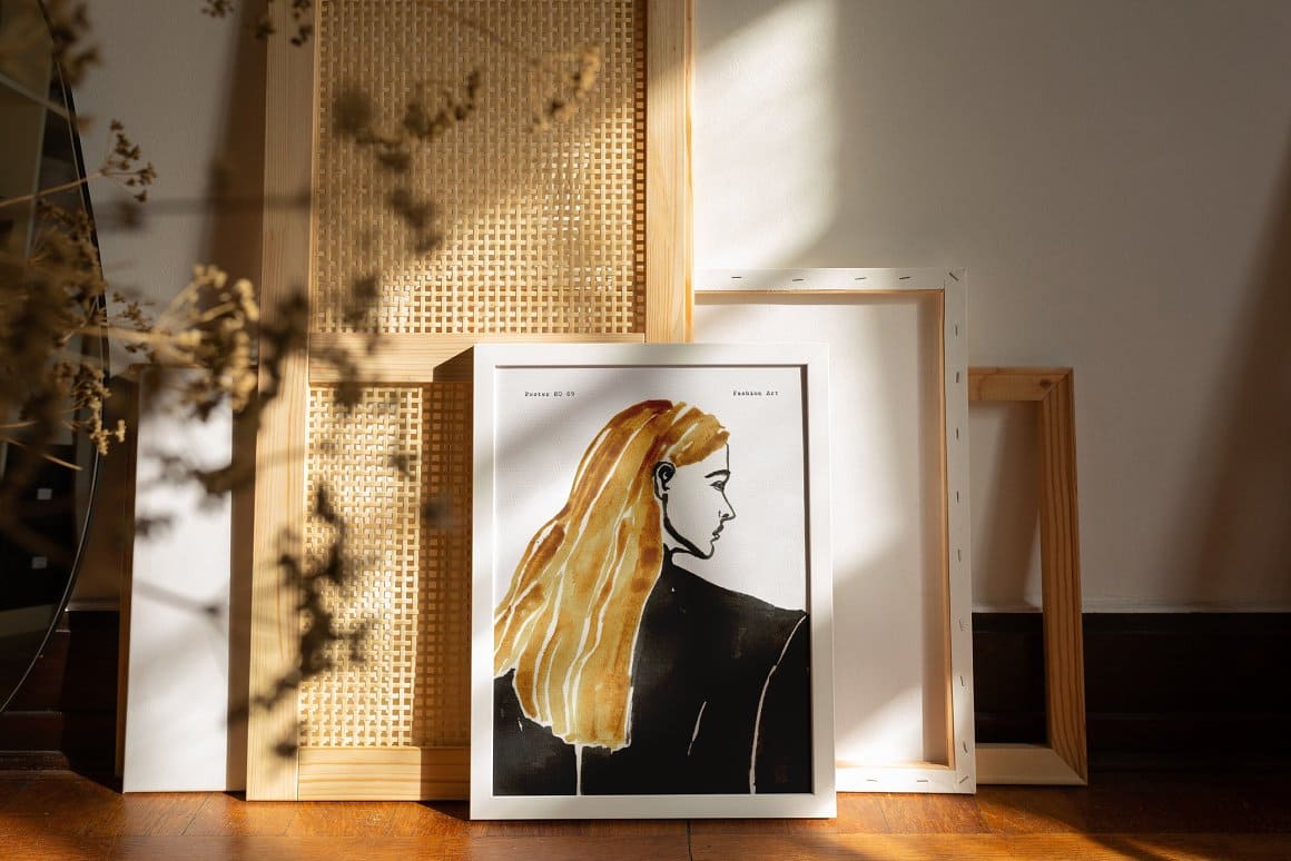 Image of a girl in a picture with long blond hair painted in watercolor.