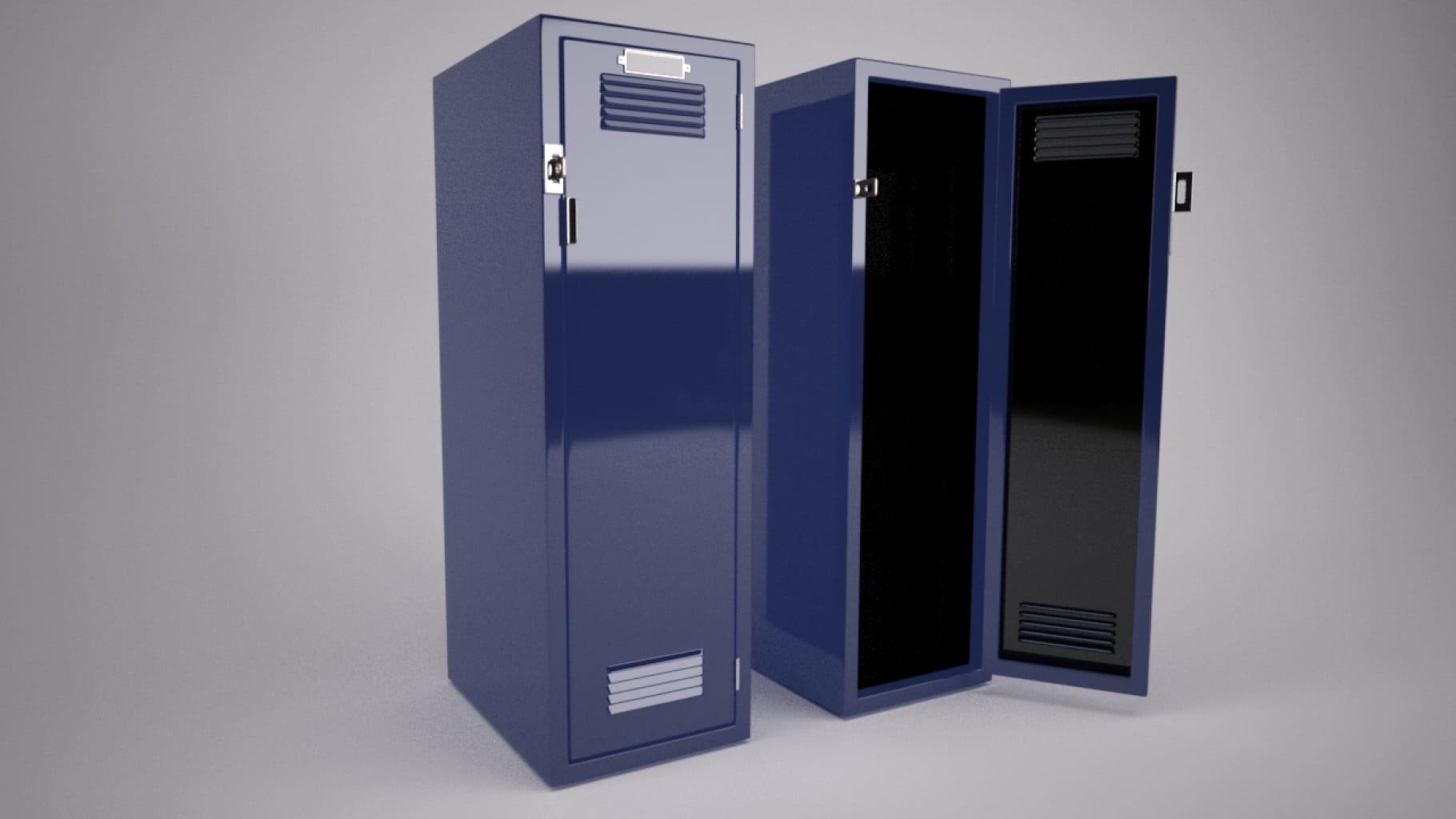 Blue metal school locker for storing things.