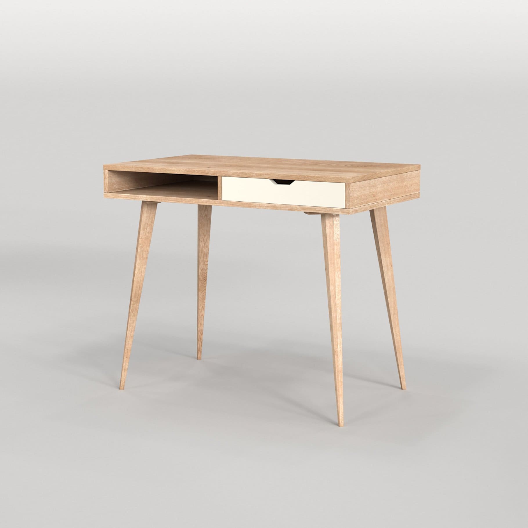 Scandinavian desk with shelves model 04 on a beige background.