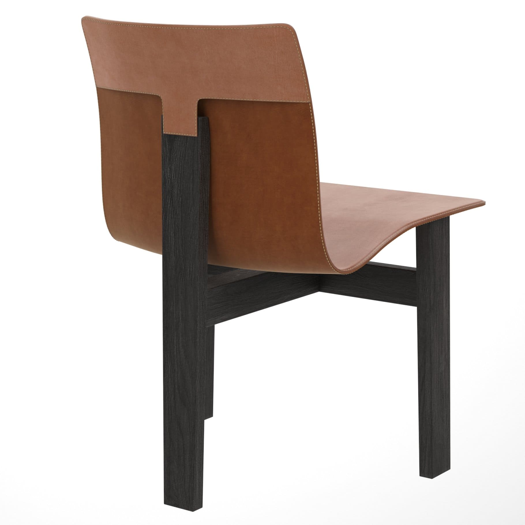 Back view of Tre 3 wooden chair with curved back.