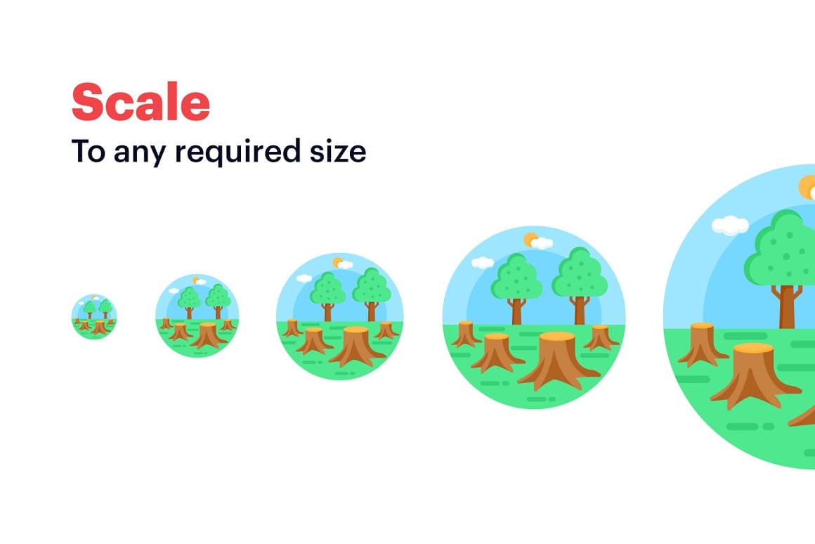 Image of tree stumps on the round icons.