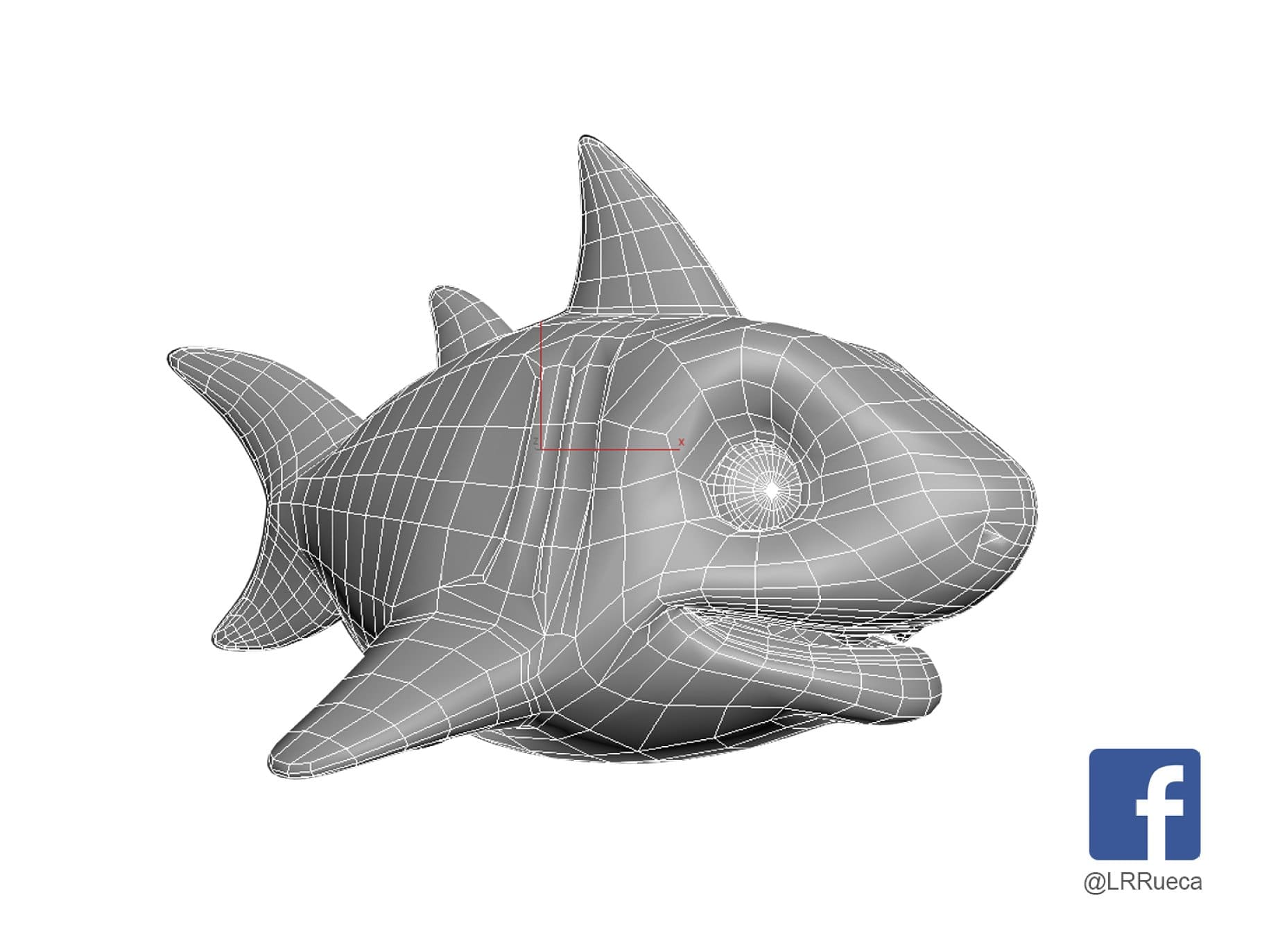 3D model of Stylized cartoon shark on a white background.