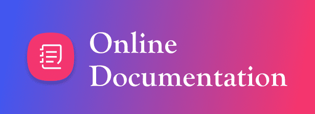 Inscription "Online documentation" on the purple and pink background.