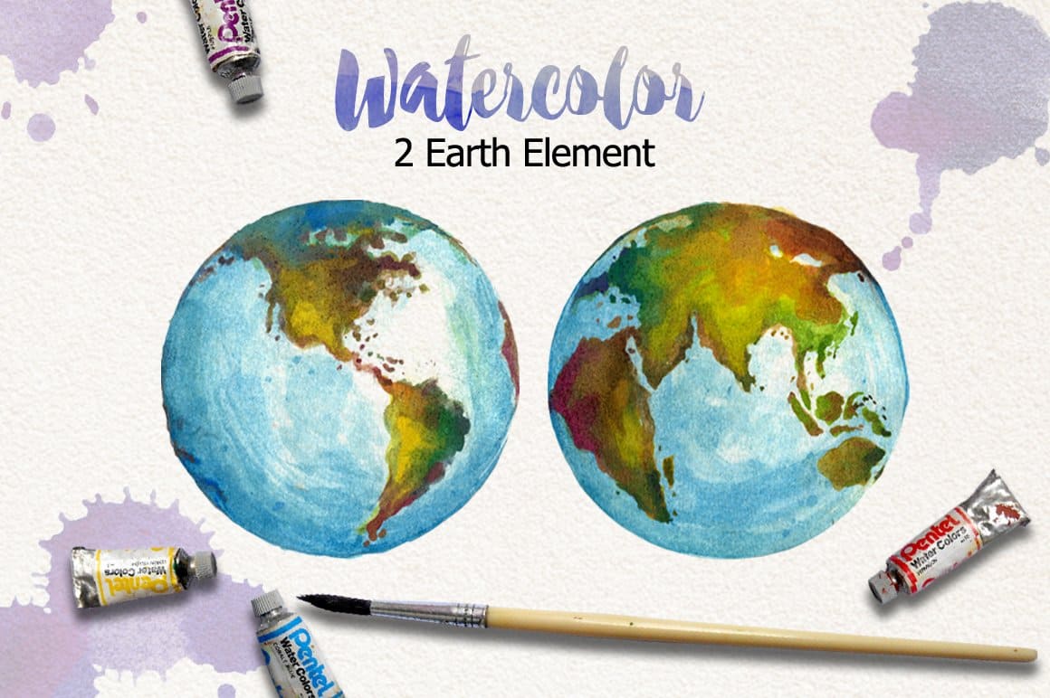 2 watercolor Earth elements.