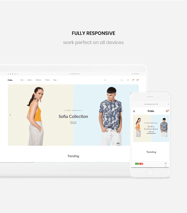 Fully responsive of Minimal and creative shopify themes work perfect on all devices.