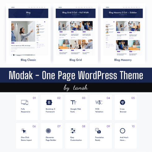Blog Classic, Block Grid, Blog Masonry of Modak WordPress Theme.