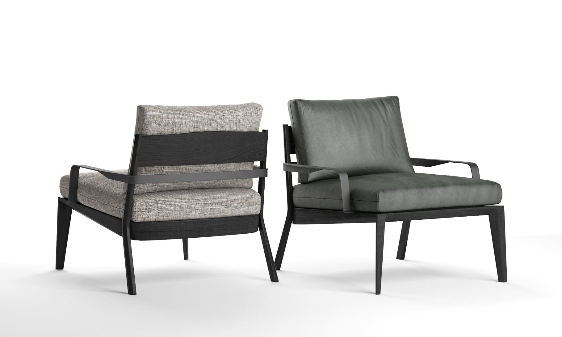 Design of the Viaggio Armchair Natuzzi Italia from the front and back.