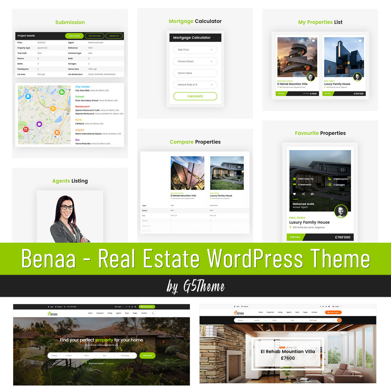 Preview benaa real estate wordpress theme.