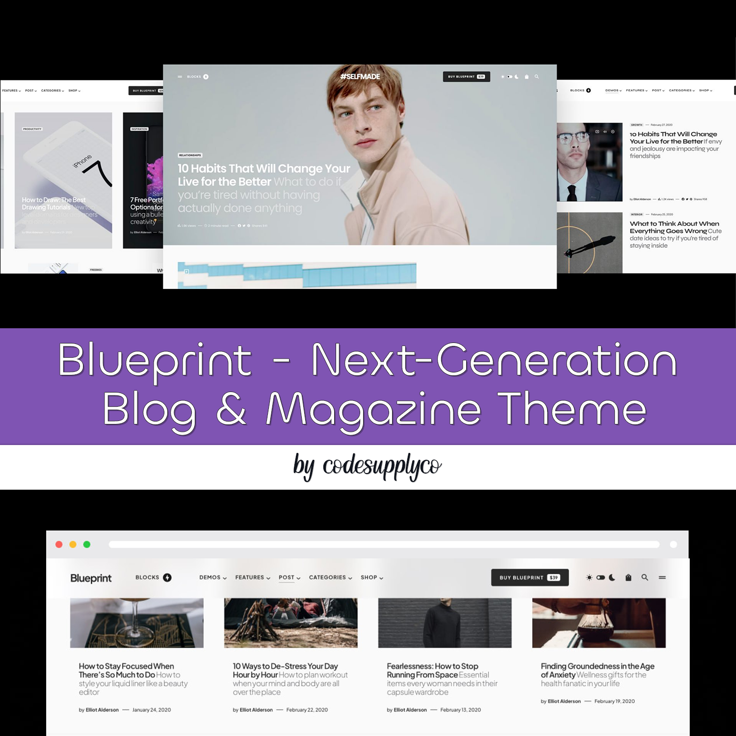 Images with blueprint next generation blog magazine theme.