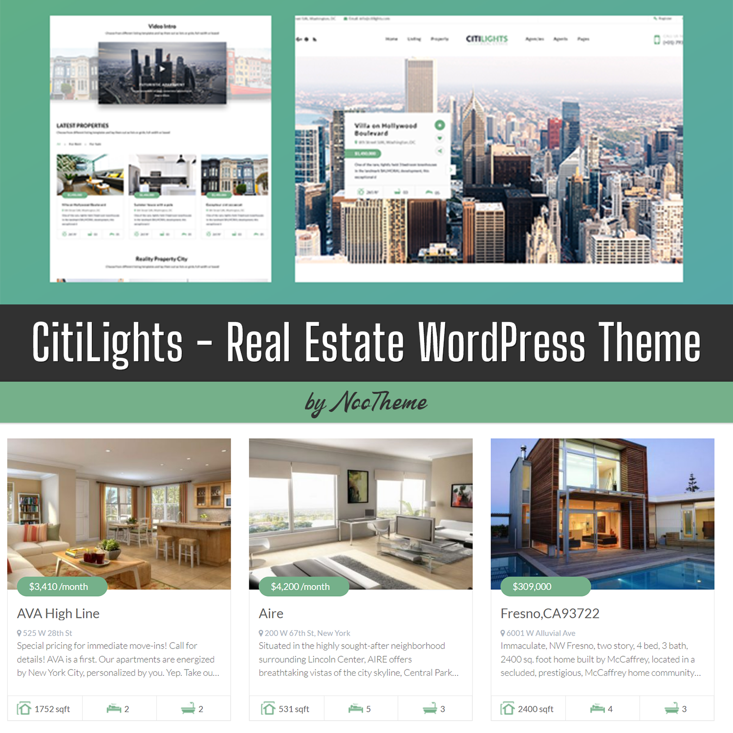 Preview citilights real estate wordpress theme.