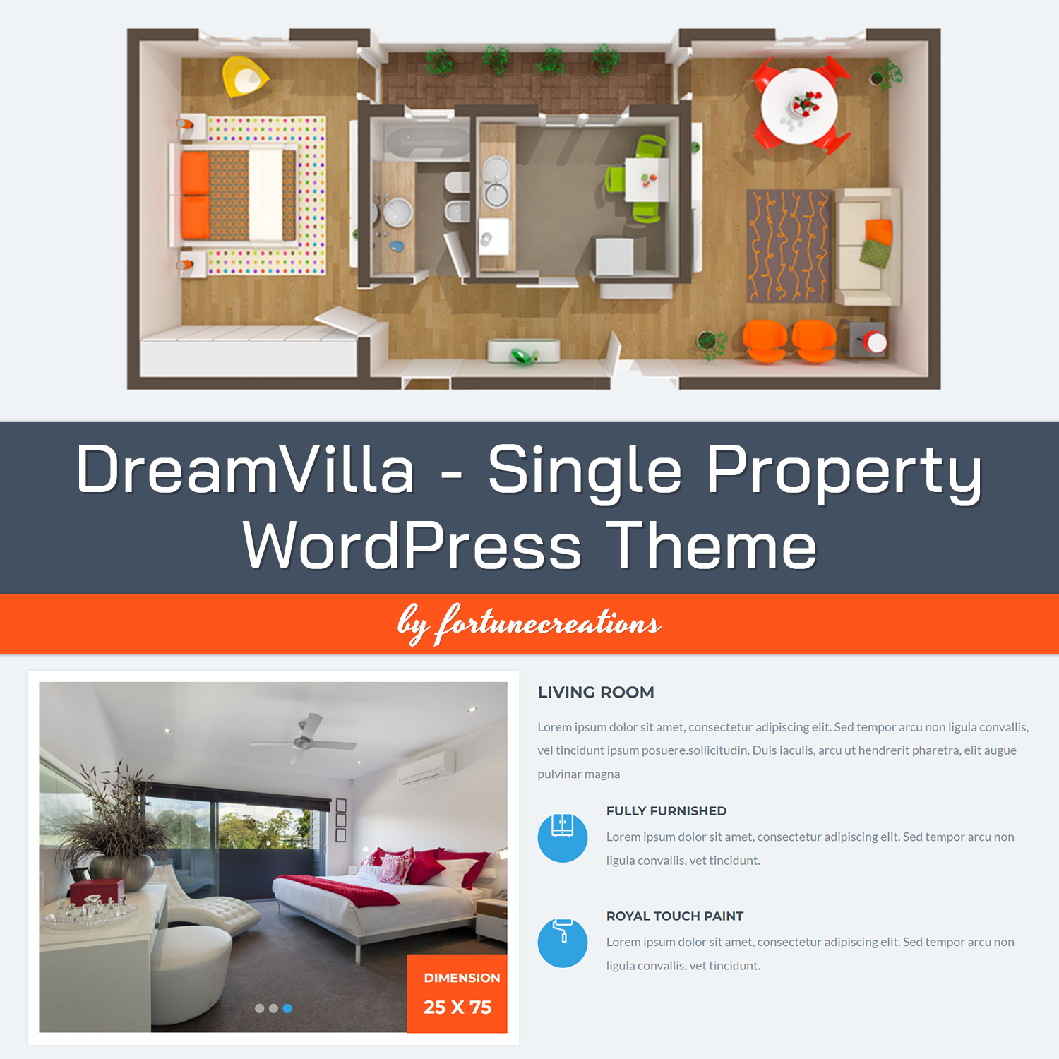 Preview dreamvilla single property wordpress theme.