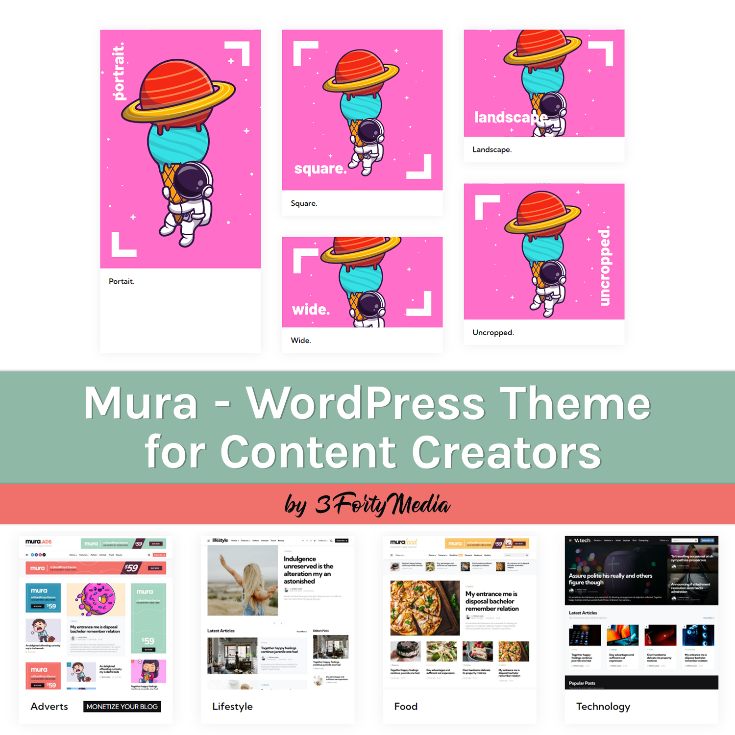 Preview mura wordpress theme for content creators.
