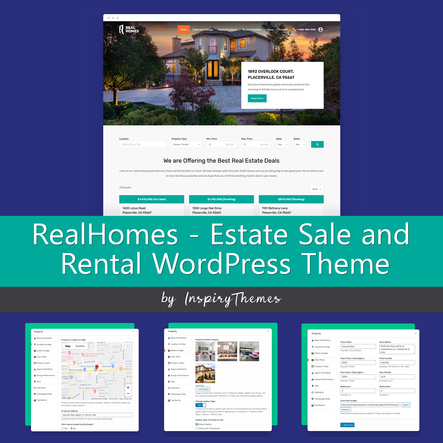 Preview realhomes estate sale and rental wordpress theme.