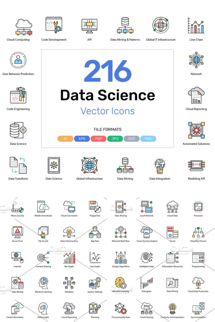 216 Data Science Vector Icons – MasterBundles
