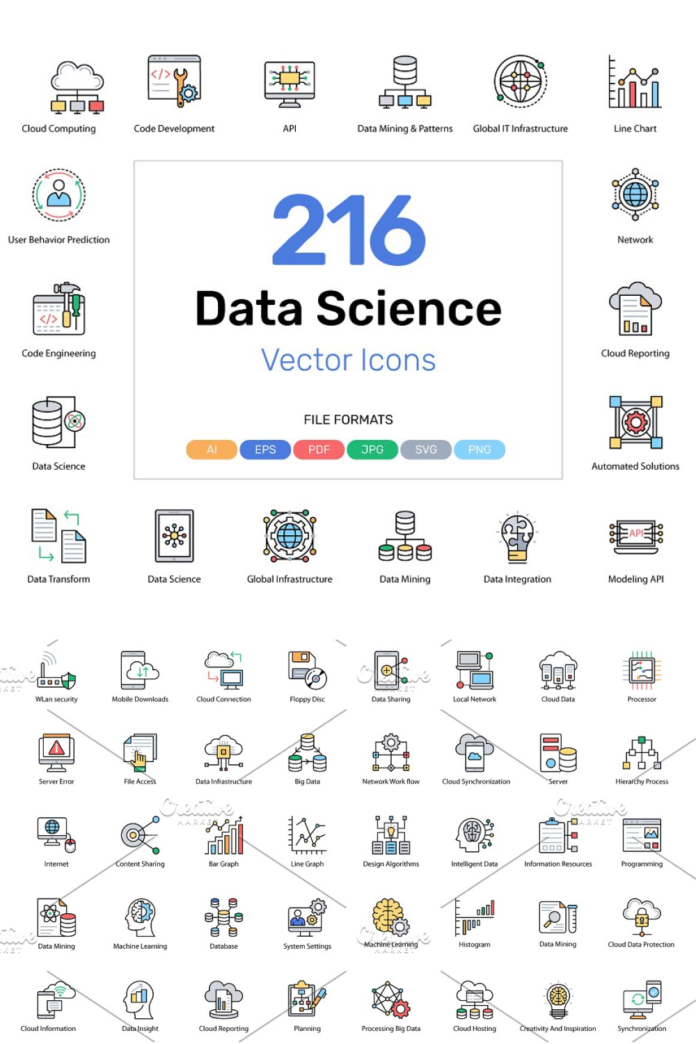 Illustrations data science vector icons of pinterest.