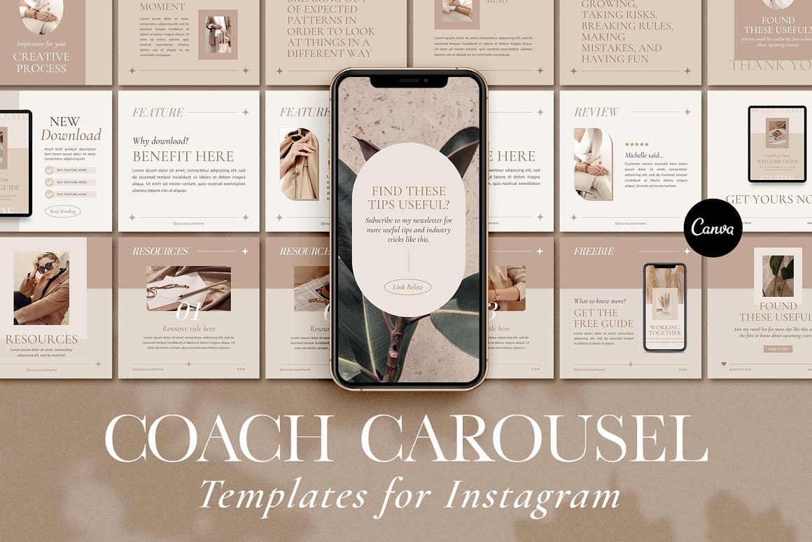 Coach carousel templates for Instagram.