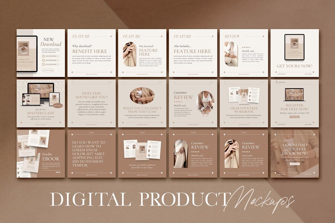 18 slides of digital product mockups.