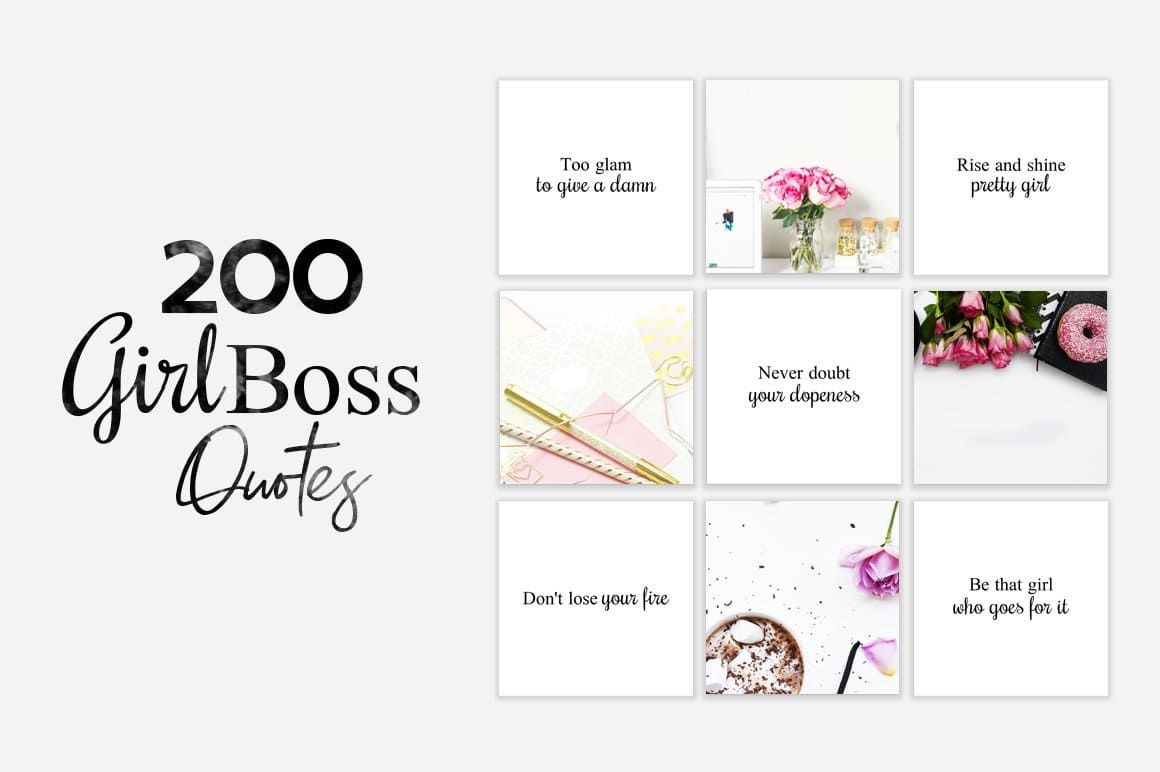 200 girl boss quotes with pictures of roses.