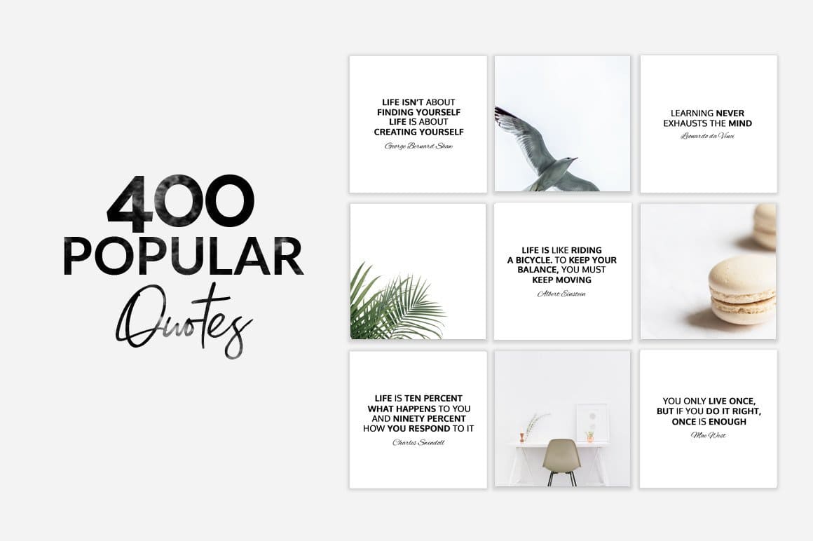 400 popular quotes with different images.