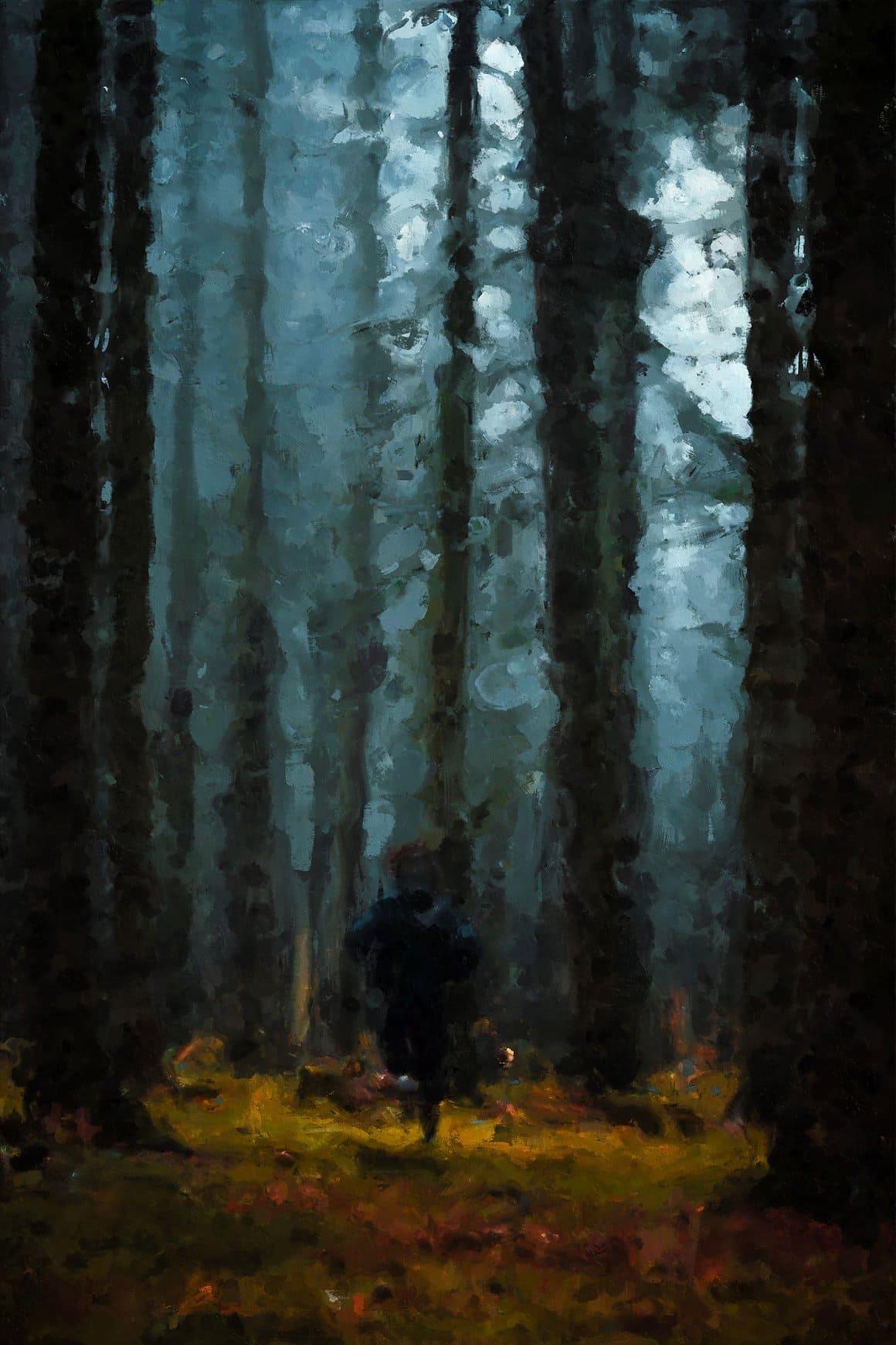 Image of a boy riding a bicycle in the forest using Painted Photoshop Effect.