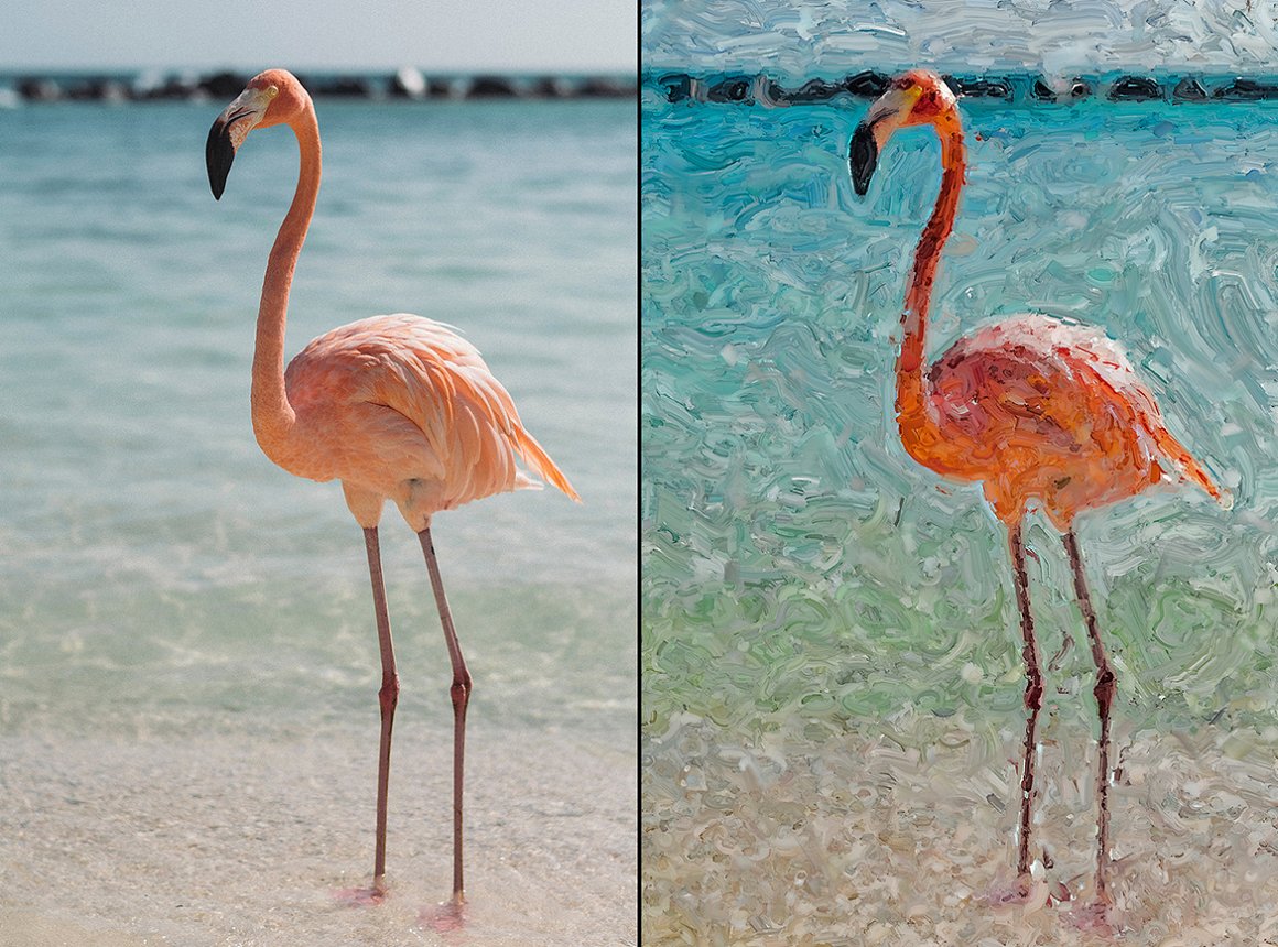 Image of a flamingo with a mask.