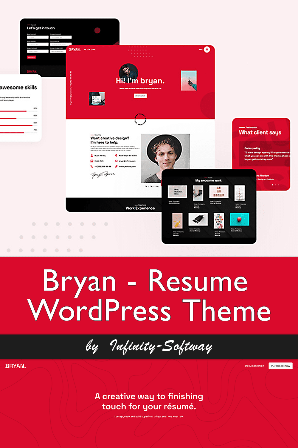 What client says about Bryan - Resume WordPress Theme.