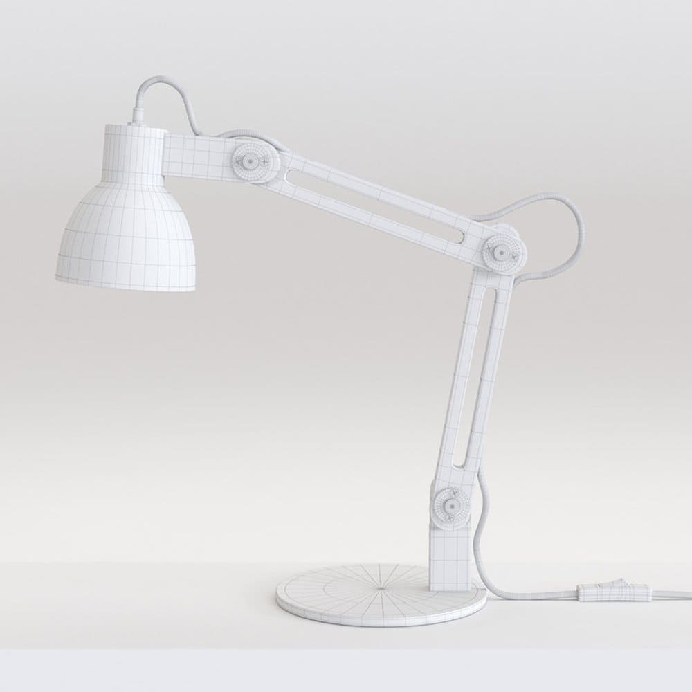 Model of the table lamp "MaxTracing" in white color.