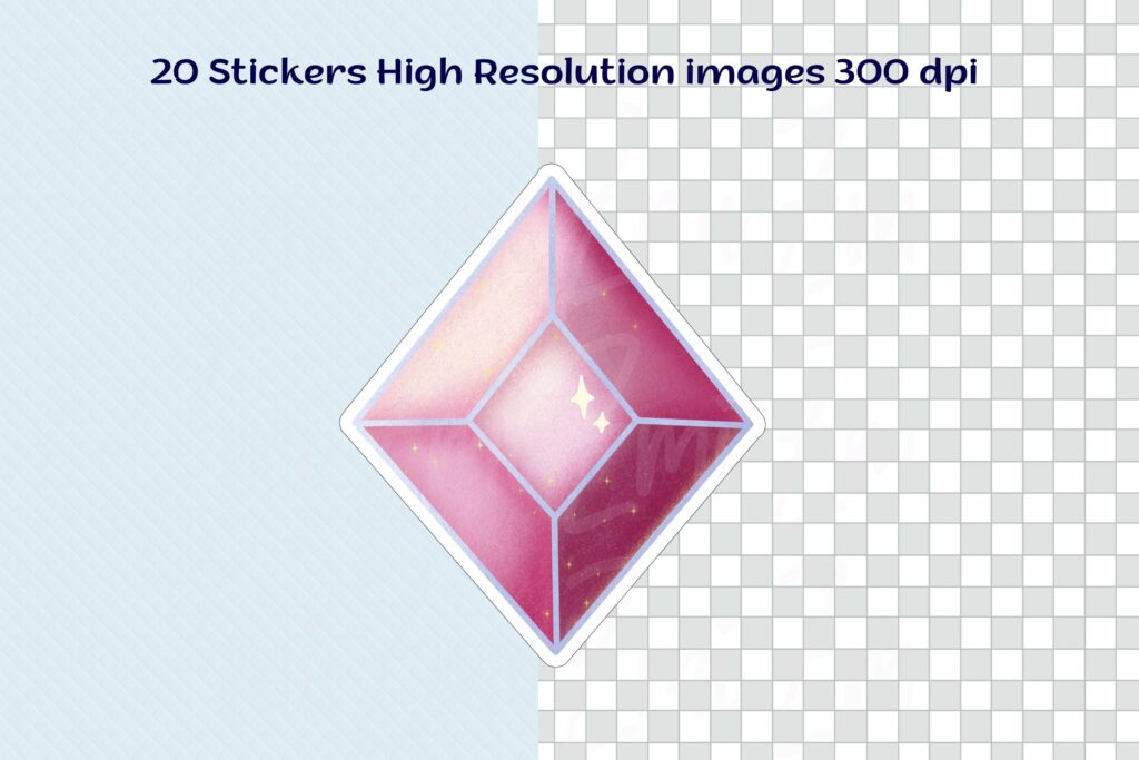 Transparent Stone Sticker Gemstones Crystal PNG Digital Stickers For GoodNotes Planner ...