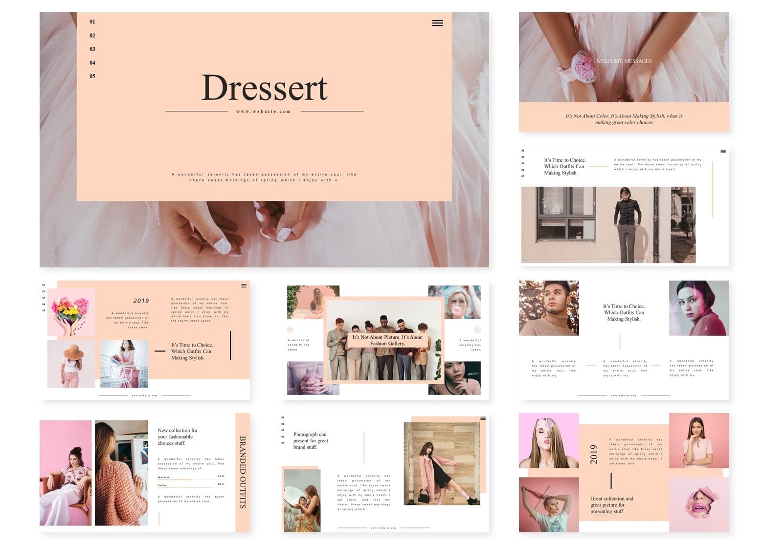 Inscription “It’s about making stylish, when is making great color choices” of Dressert Keynote Template.