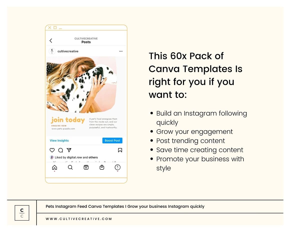 This 60x pack Canva Templates is right for you if you want to build an Instagram following quickly.