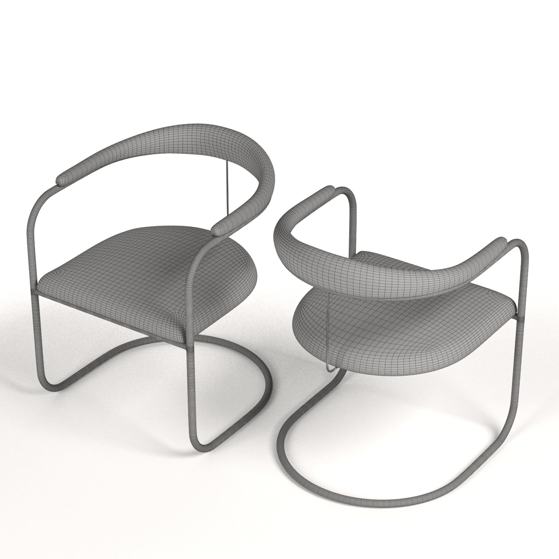 Model of the SS33 Armchair by Anton Lorenz in the graphic editor from two perspectives.