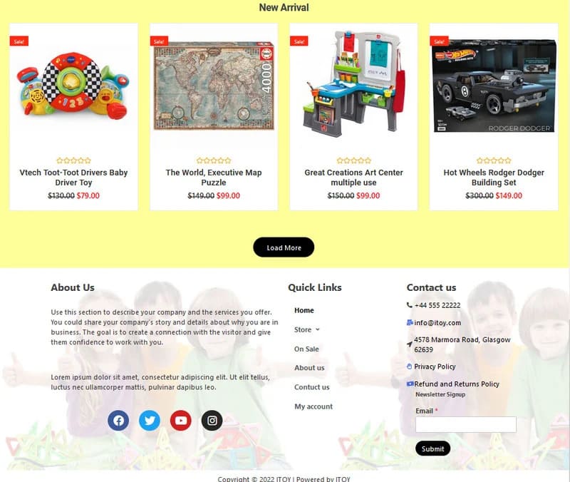 New arrival of “I toy store woocommerce theme”.