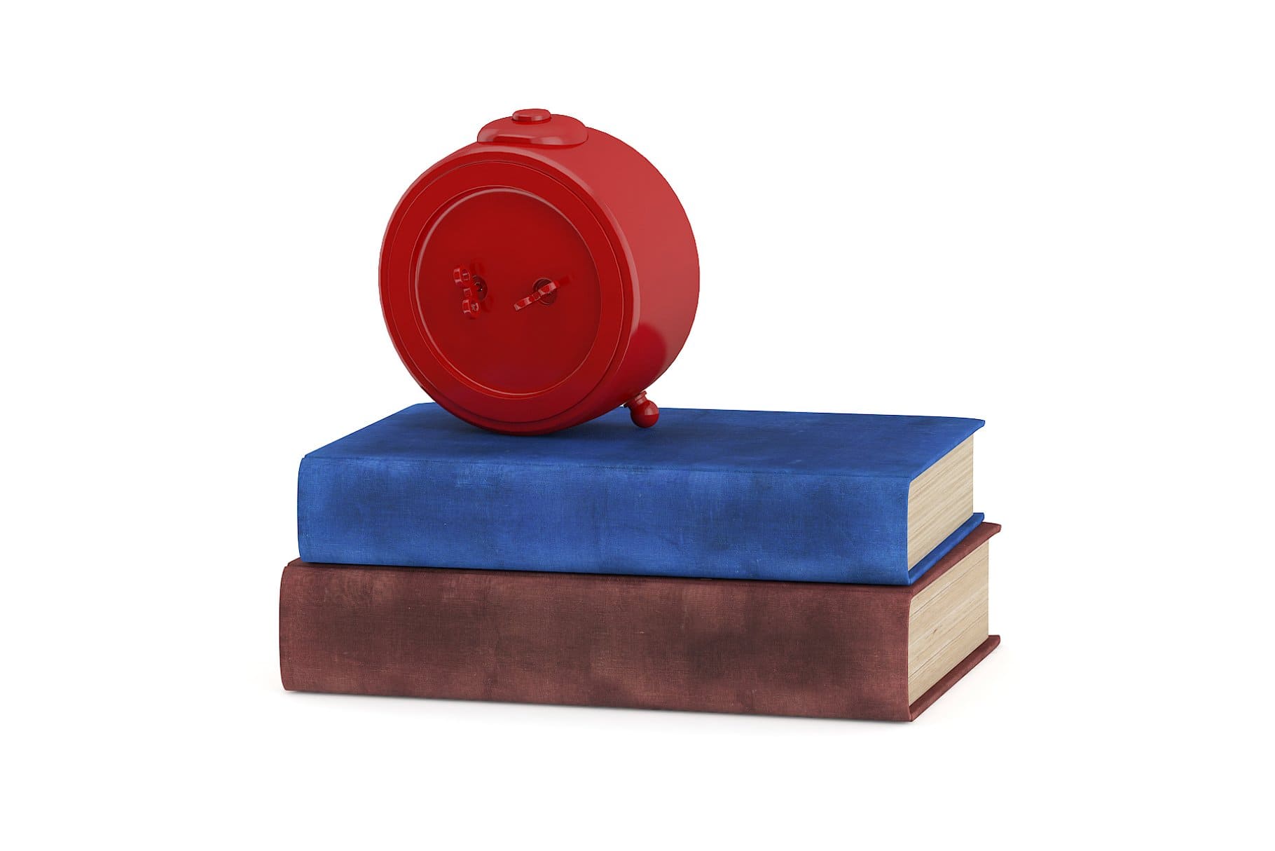 3D model of a clock and two books in the form of a drawing.