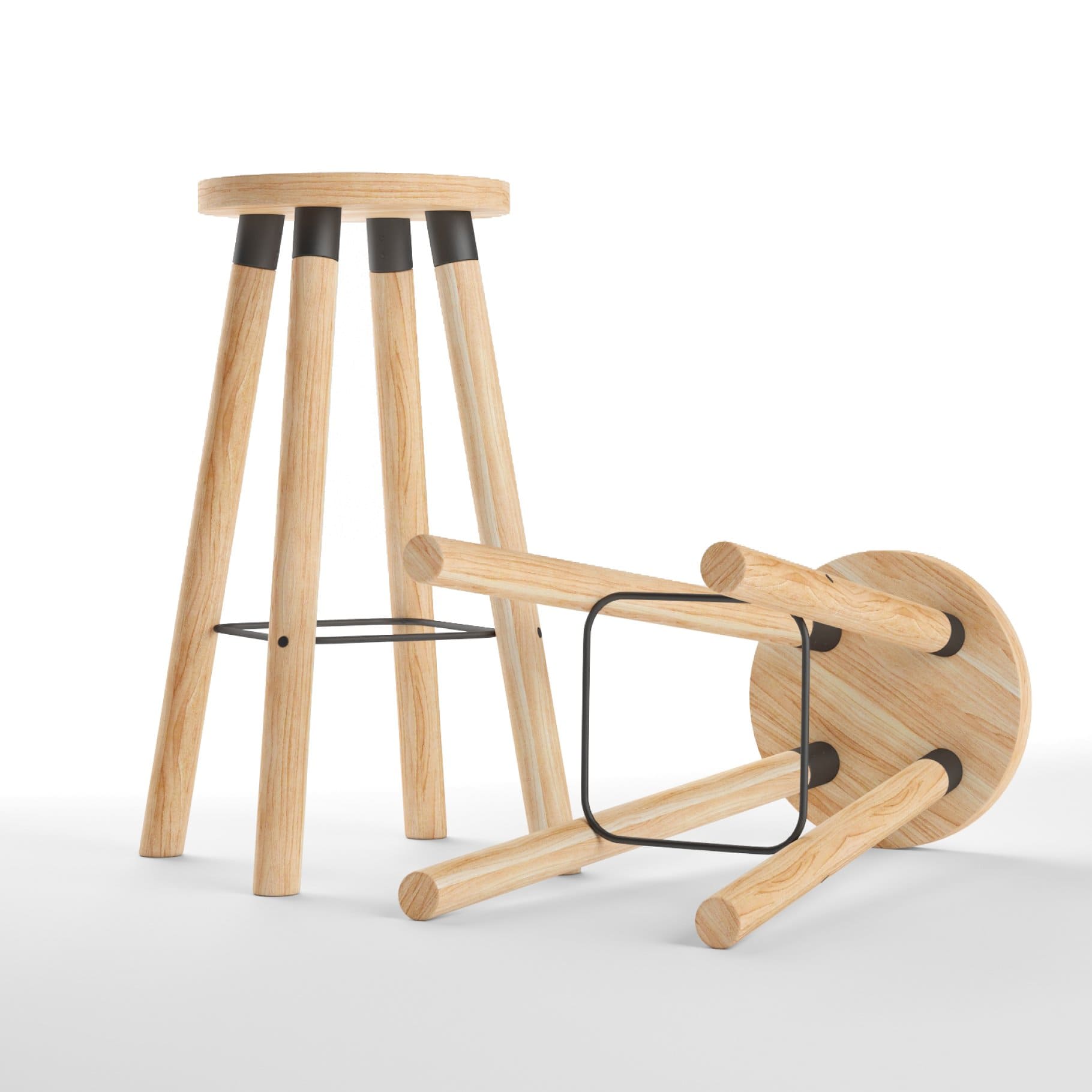 Partridge Bar Stool Design By Them is made of textured wood.