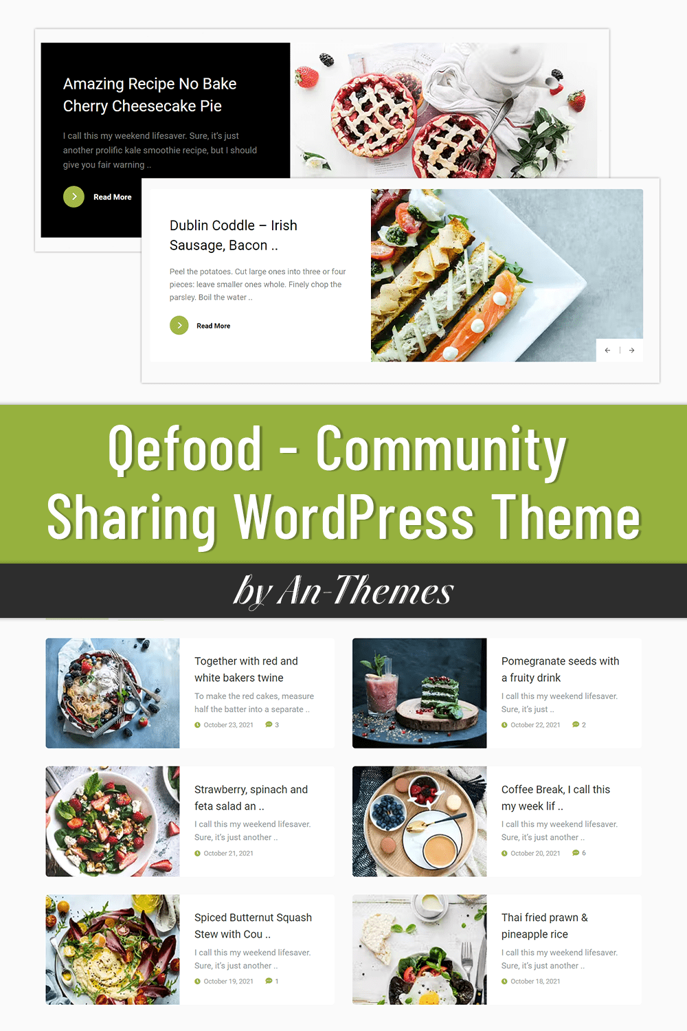Qefood - Community Sharing WorldPress Theme, picture for pinterest 1000x1500.