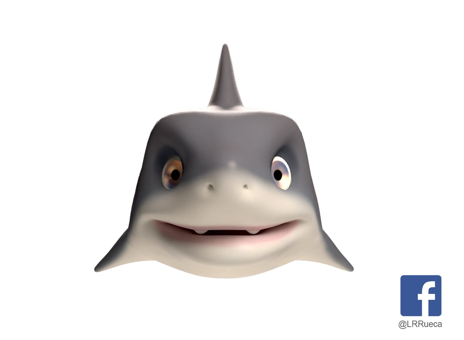 3D model of a stylized shark.
