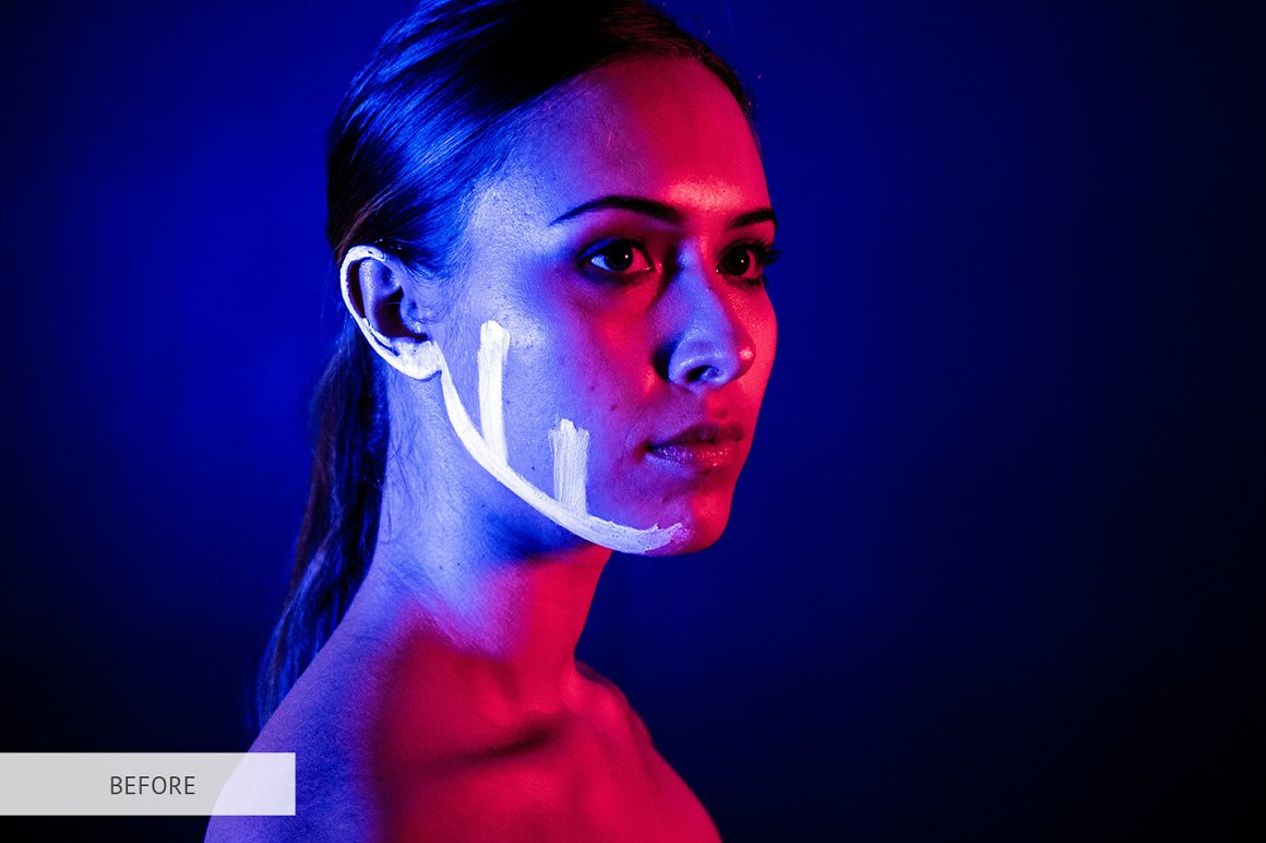 Woman with neon lights.