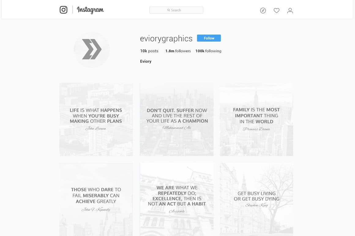 An example of the eviorygraphics page on Instagram.