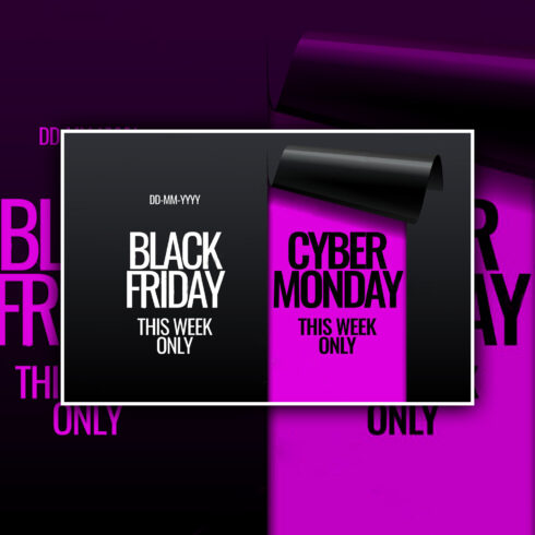 Images with black friday and cyber monday banner.