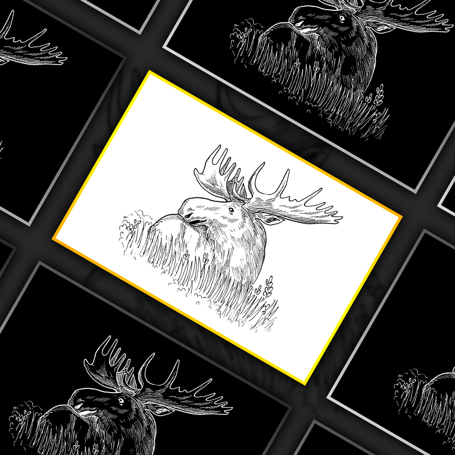 Preview moose or common european elk drawing.