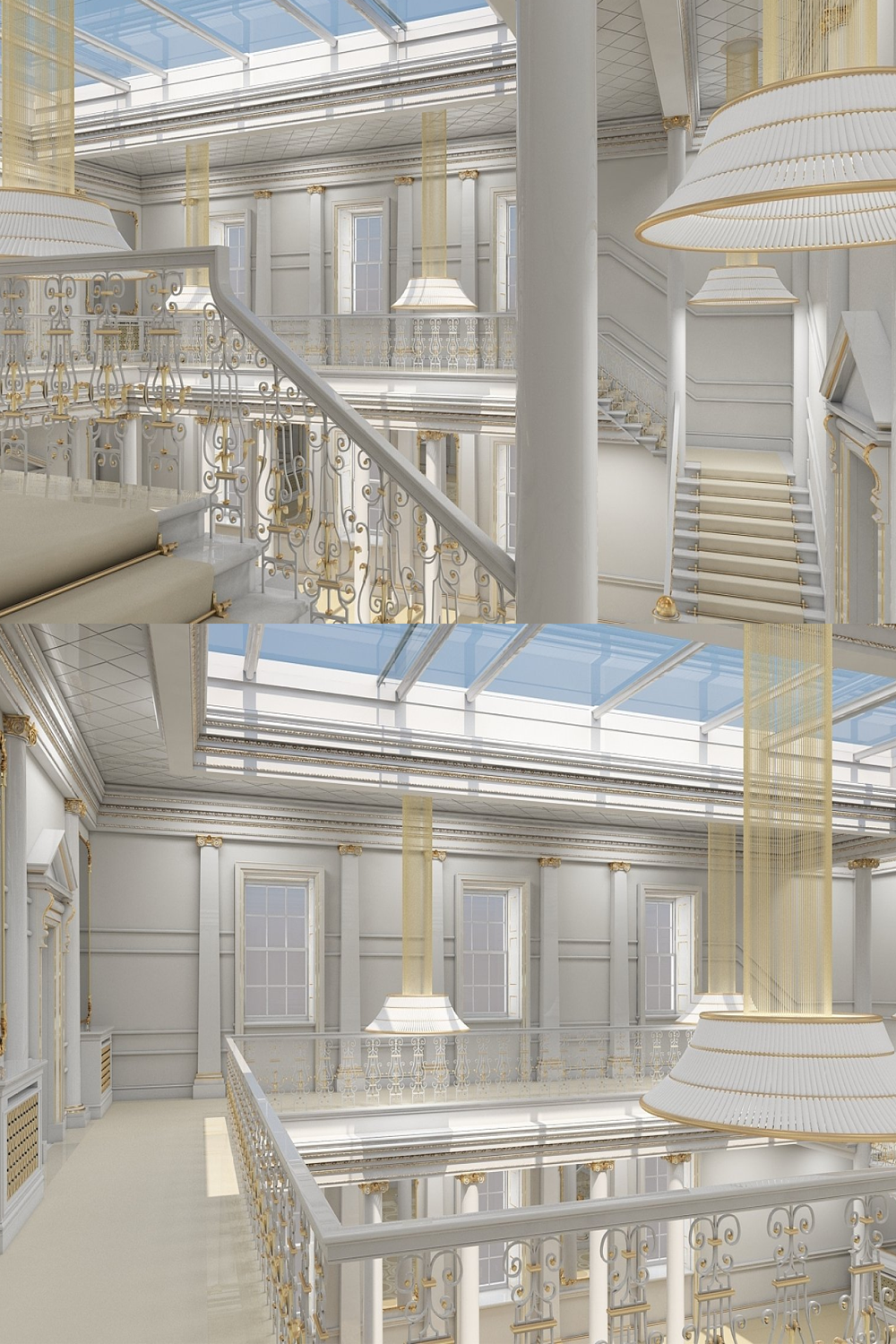 Illustrations 3d model grand hall lobby staircase of pinterest.