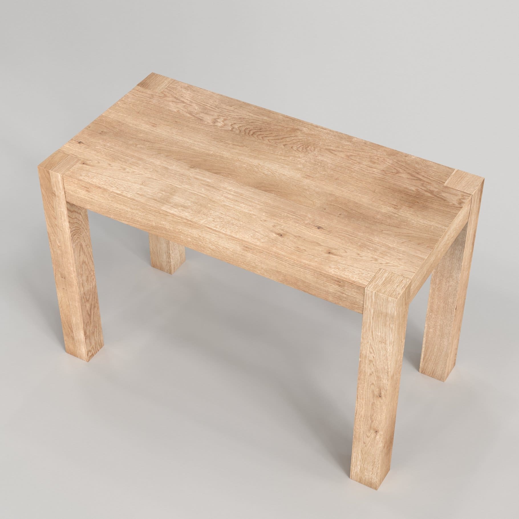 Scandinavian desk with square wooden legs.