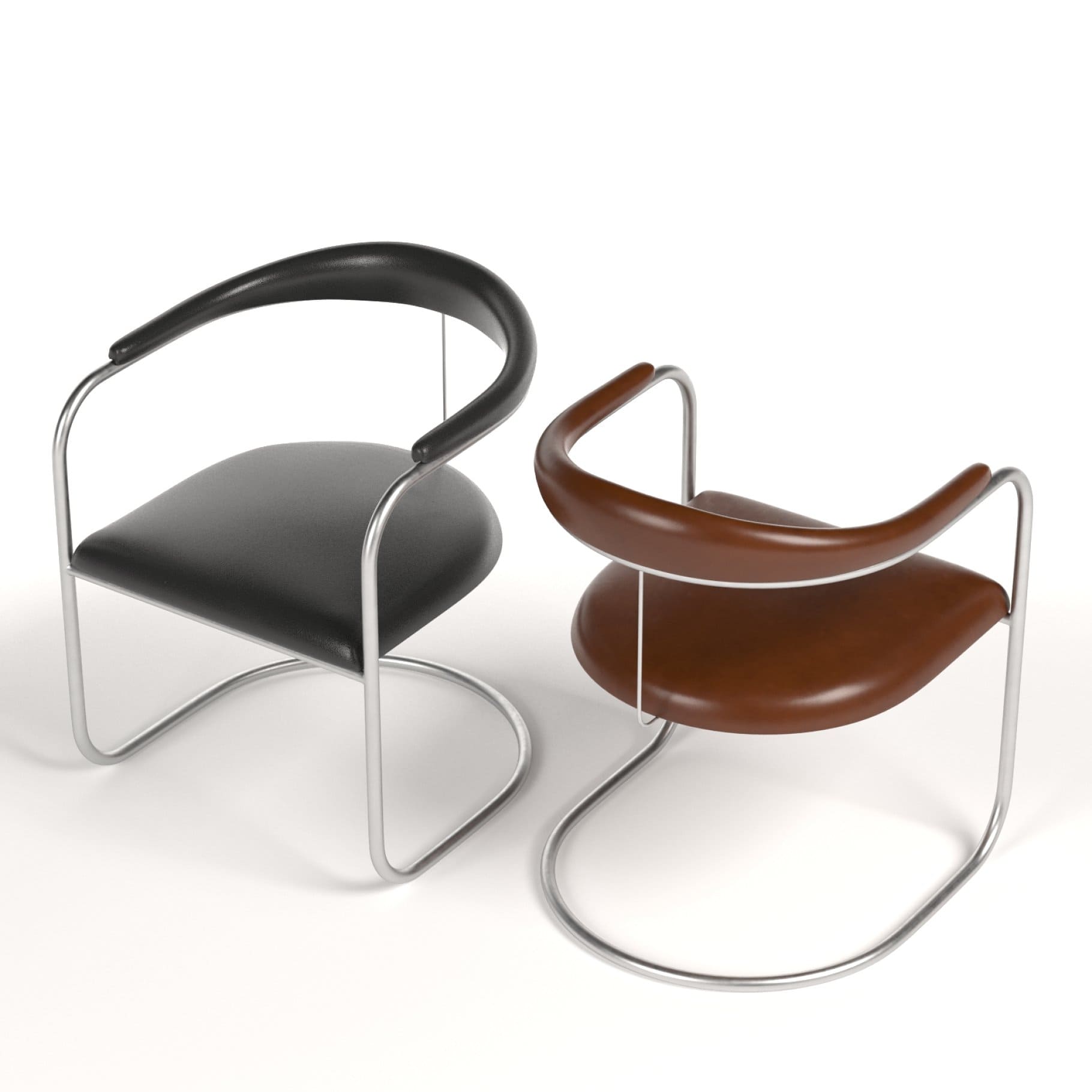 Black and brown SS33 armchair by Anton Lorenz in two views.