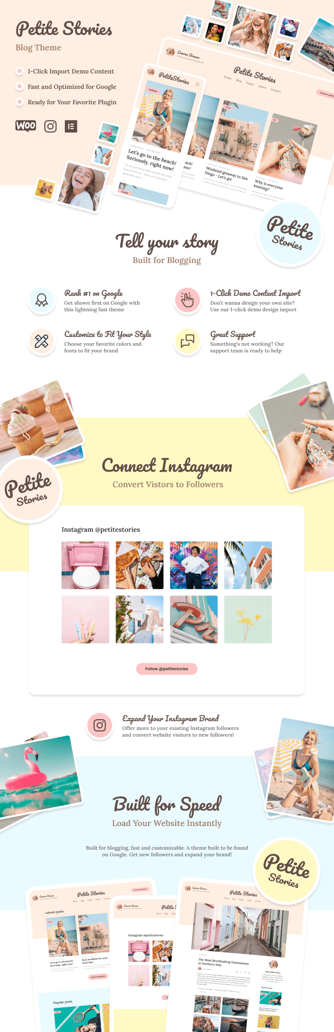 Inscription about connect Instagram, convert visitors to followers.