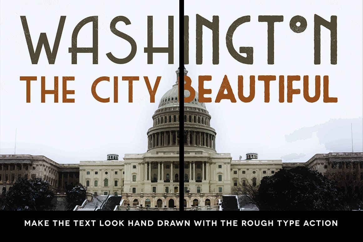 Washington the city beautiful make the text look hand drawn with the rough type action.