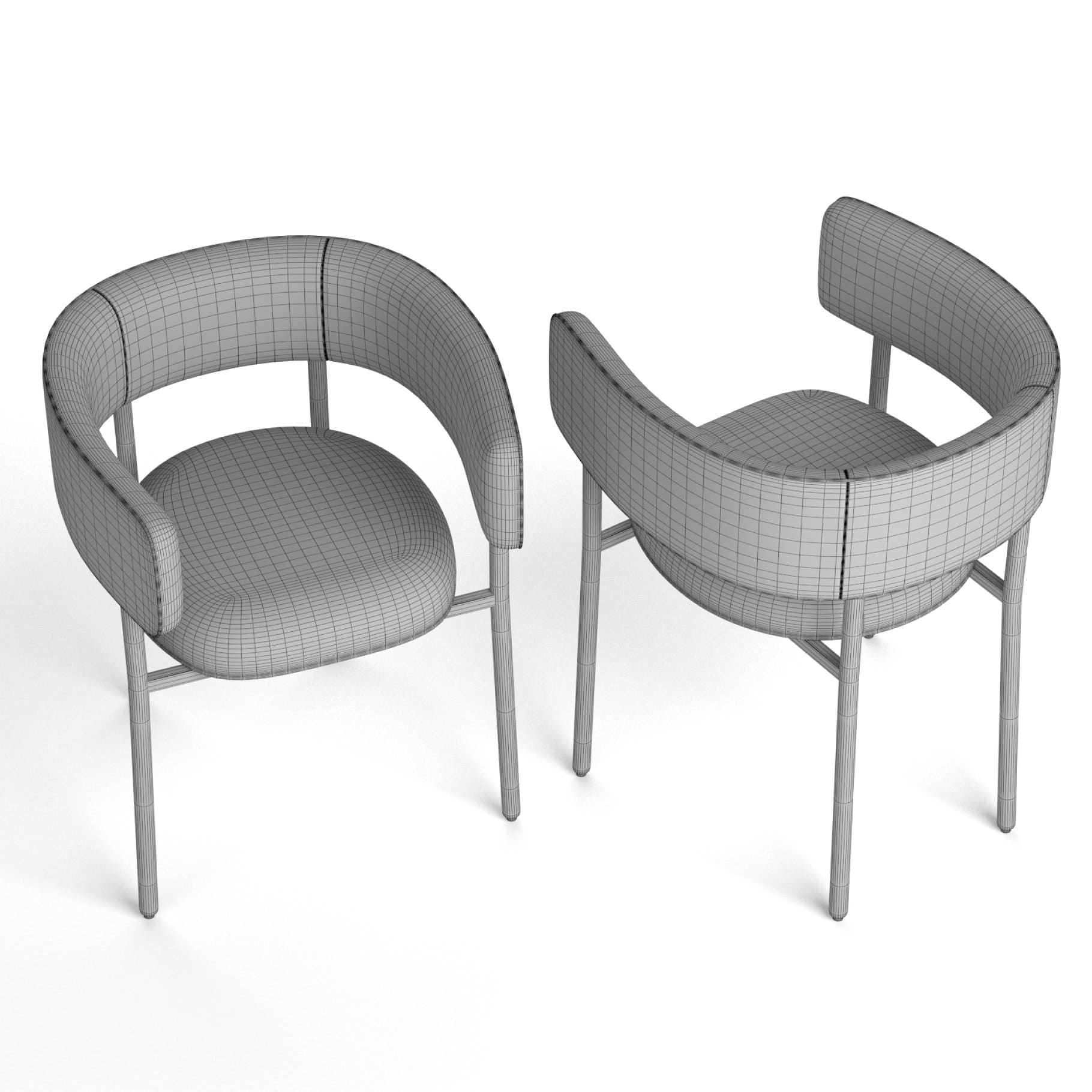 3D model of a chair with a back.