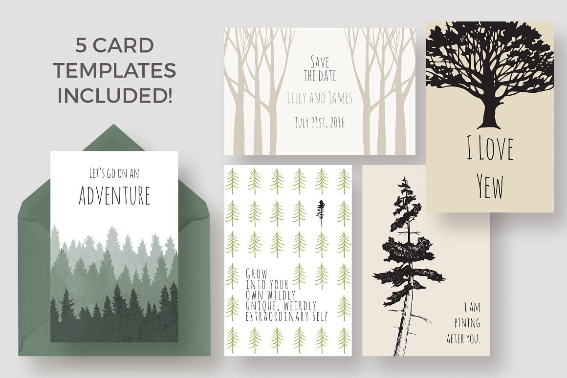 5 card templates included trees.