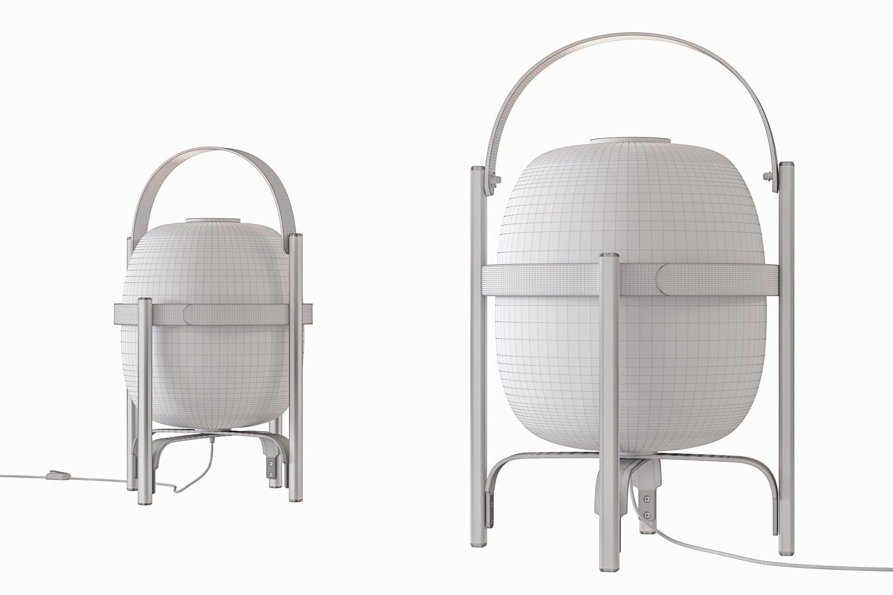 Two mesh models of the cesta table lamp on a white background.
